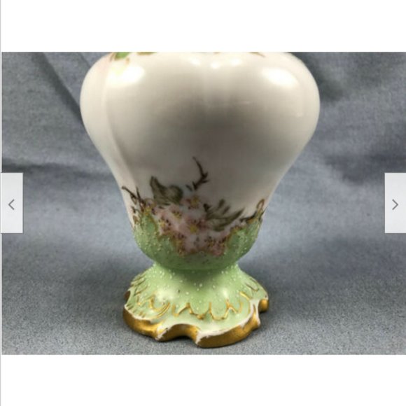 Porcelain Cruet Bottle Green Floral Pattern Gold Antique D&C Limoges France - Picture 9 of 10